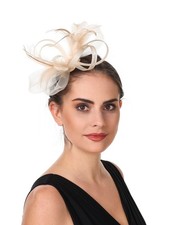 Fascinators Hat Flower Mesh Ribbons Feathers on a Headband and a Clip Tea Party