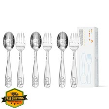 KINGSTONE 6pc Kids Utensils Stainless Steel Dinosaur Set