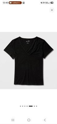 Universal Thread Women's BLACK V-Neck Short Sleeve Pullover T-Shirt Size XL