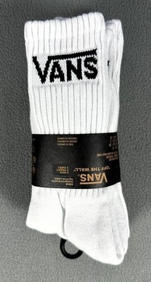 Vans Socks 3 Pack Youth Boys Size 1-6 White Cotton Blend Crew Sock Skate Surf