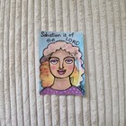 ORIGINAL ACEO Folk Art Painting Girl Woman Salvation LORD Bible Scripture YHWH — photo 2