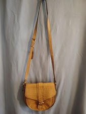 Patricia Nash Croc Embossed Leather Crossbody Tan Adj Strap Boho Vintage