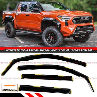 For 2024-2026 Toyota Tacoma Crew Cab Premium In-Channel Window Visor Rain Guard