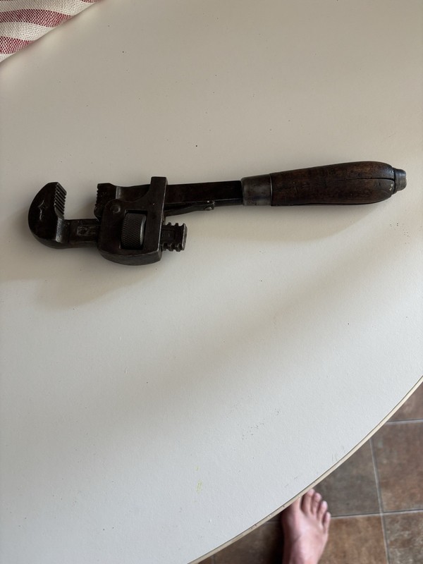 Vintage Stillson  10" Inch Pipe Wrench By Oswego Tool Co With Wood Handle USA