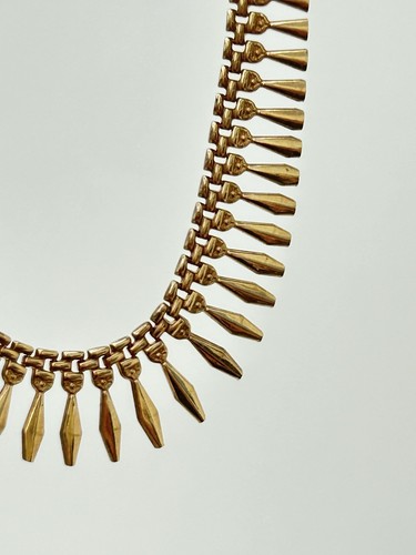 Vintage 9 kt Gelbgold Fransen Halsband Halskette - Bild 2 von 7