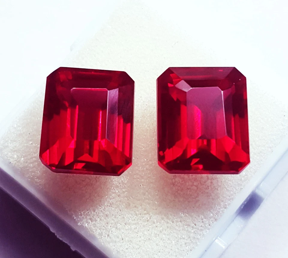 8 to 10 Ct Natural Ruby Pair Emerald Shape Loose Gemstone Certified RL02 - Image 2 of 4