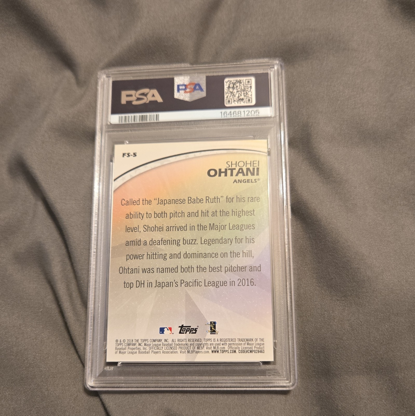 Topps 2018 Shohei Ohtani Future Stars Black Parallel FS-5 RC Angels view 2