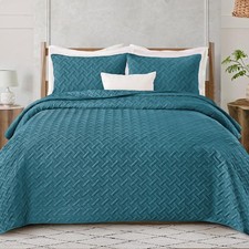 Exclusivo Mezcla Soft Quilt Set Twin Size, 2 Pieces Lightweight Quilts Teal