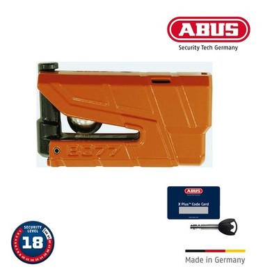 ABUS GRANIT Detecto XPlus 8077 2.0 Orange SCHEIBENSCHLOSS MIT ALARM AUTO MOTORRAD