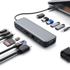 USB Hub Laptop Docking Station Dual Monitor,14 in 1 Multiport Adapter with 4K...