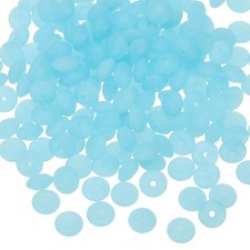 180 Pcs Bulk Silicone Lentil Beads, 12mm Abacus Beads, Clear Blue