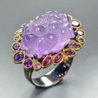 Jewelry ring 30 ct Natural Amethyst Ring 925 Sterling Silver Size 8 /R470964