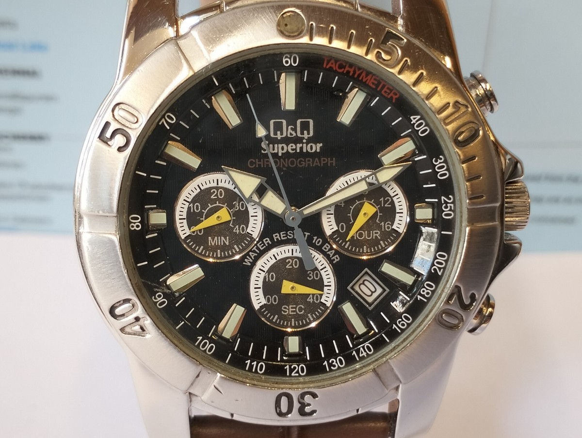 Q&Q SUPERIOR CHRONOGRAPH QUARTZ BLACK DIAL MEN'S FULL Q&Q SUPERIOR CHRONOGRAPH QUARTZ BLACK DIAL MEN'S FULL