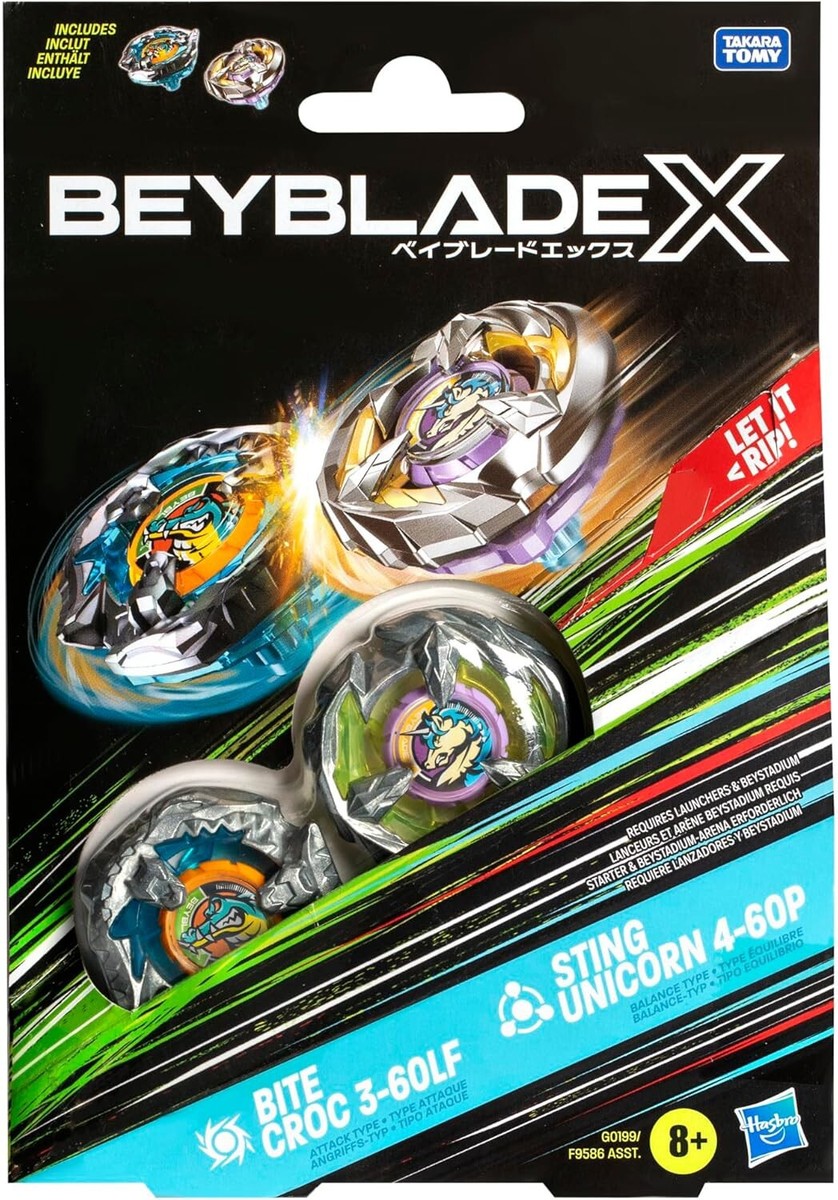 【HEROCROSS】新品 正規品 ヒューイ＆デューイ＆ルーイ 3体セット Beyblade X Bite Croc 3-60LF vs Sting Unicorn 4-60P Dual Pack Set