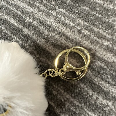 Cat White Fluffy Keychain Key Holder Fur Bag Charm School Bag Pom