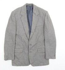Essentials Herren Anzugjacke grau Wollmischung 2-teilig Gr&ouml;&szlig;e 38 Reg