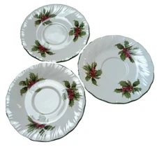 Lynns Fine China Saucer Plate 6" Christmas Holiday Set of 3
