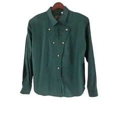 Roper Western Green Double Breast Cotton Top Shirt Size L Womens