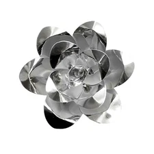 Mega Crafts - 12" Handmade Paper Pedal Flower - Metallic Silver, 1PC