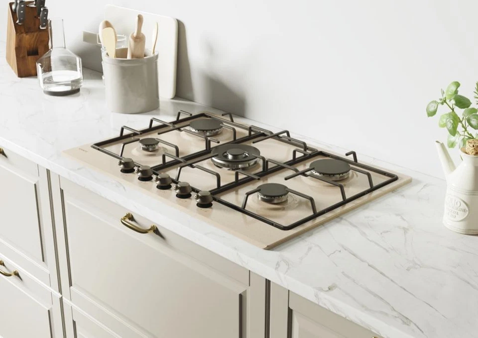 CANDY INCASSO CANDY PIANO COTTURA A GAS CHW7AV4WGT 5 FUOCHI AVENA - Immagine 2 di 4