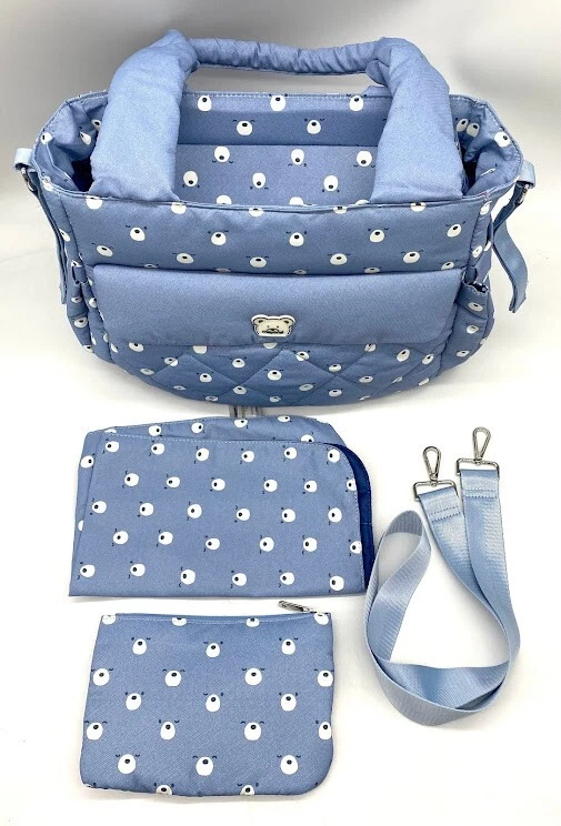 Mayoral Padded Diaper Bag Blue Bear W/pacifier holder and changing pad & wet bag