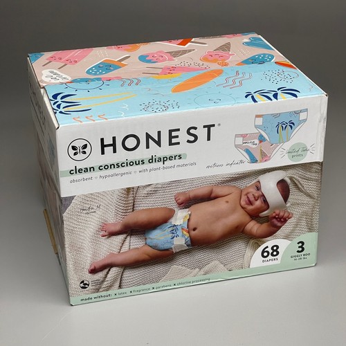 HONEST Infant Diapers Giggle Boo Size 3 (1628 lbs) Oui Scream,Summer