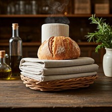 Leinen Küchentücher Rustikal 70x70cm 3er Set Bio-Baumwolle, Saugstark Vielseitig