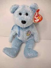 TY Beanie Baby Decade  Light Blue 10 Year Anniversary Bear  Birthday Jan 22 2003