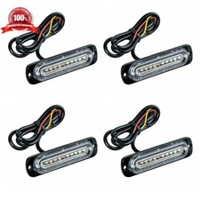 4x Led Flashing Strobe Light Grille Light Head Amberwhite For Tow Truck Trailer