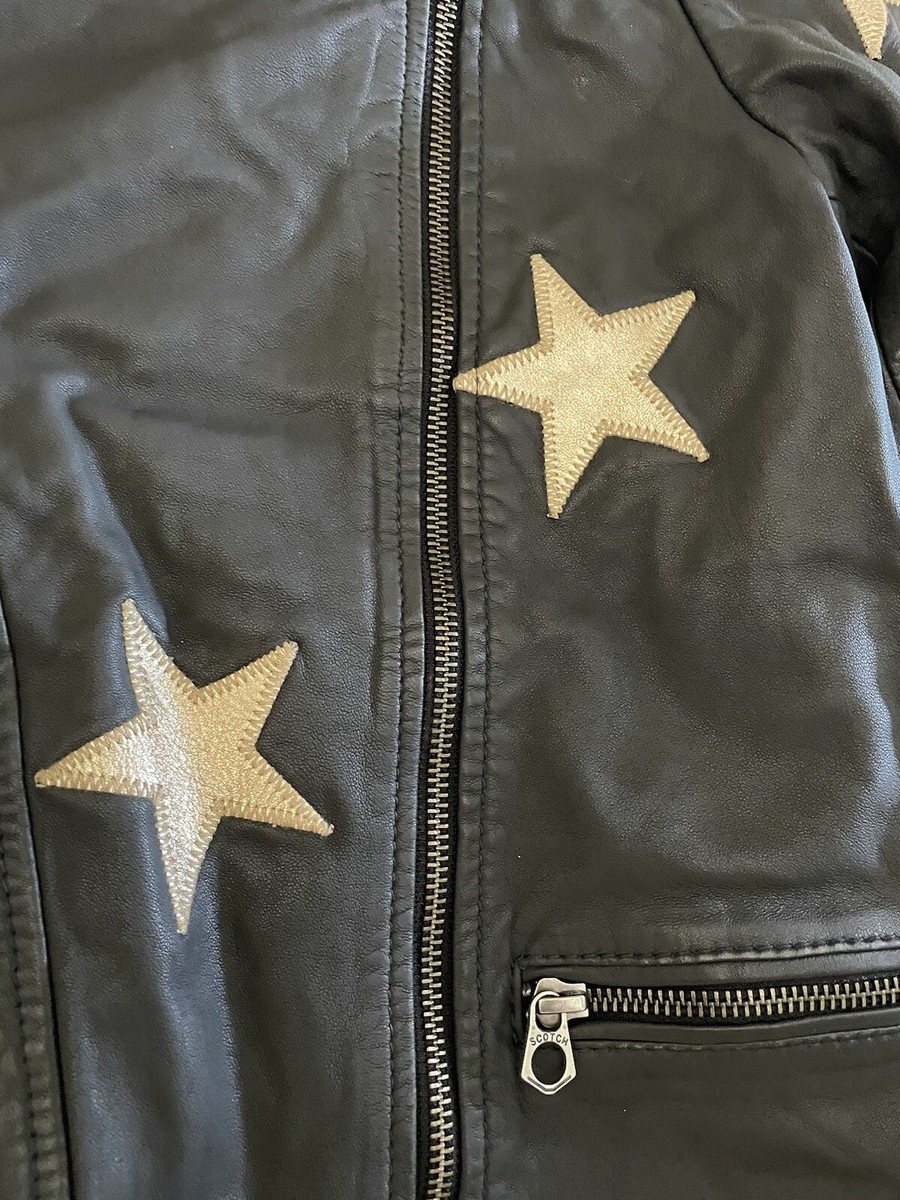 Scotch & Soda Authentic Star Leather Jacket Adult XS or Scotch & Soda Authentic Star Leather Jacket Adult XS or