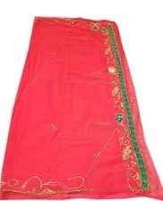 Heavy Pink Vintage Dupatta Georgette Embroidered Long Stole Wrap scarf Hijab