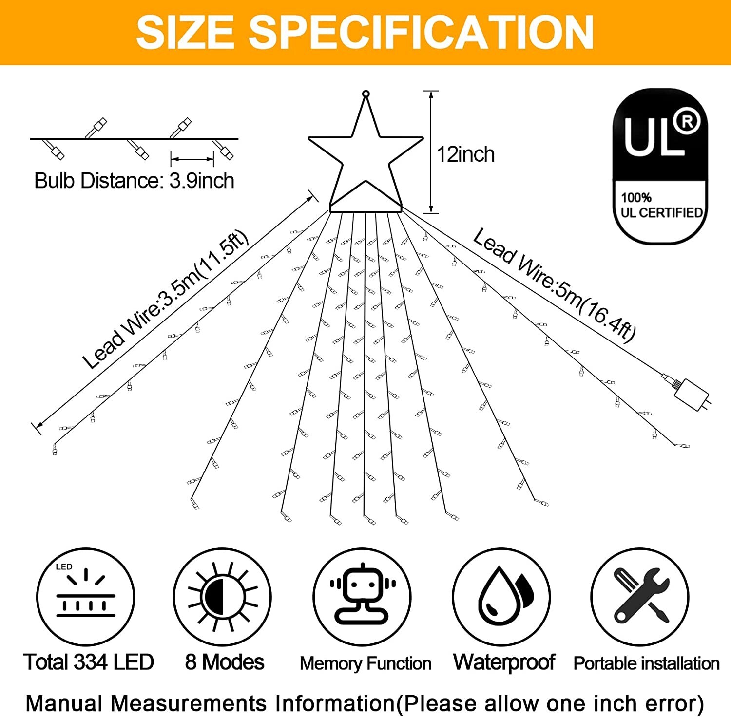 Outdoor Christmas Decorations 344 LED Star Lights Easy Installation