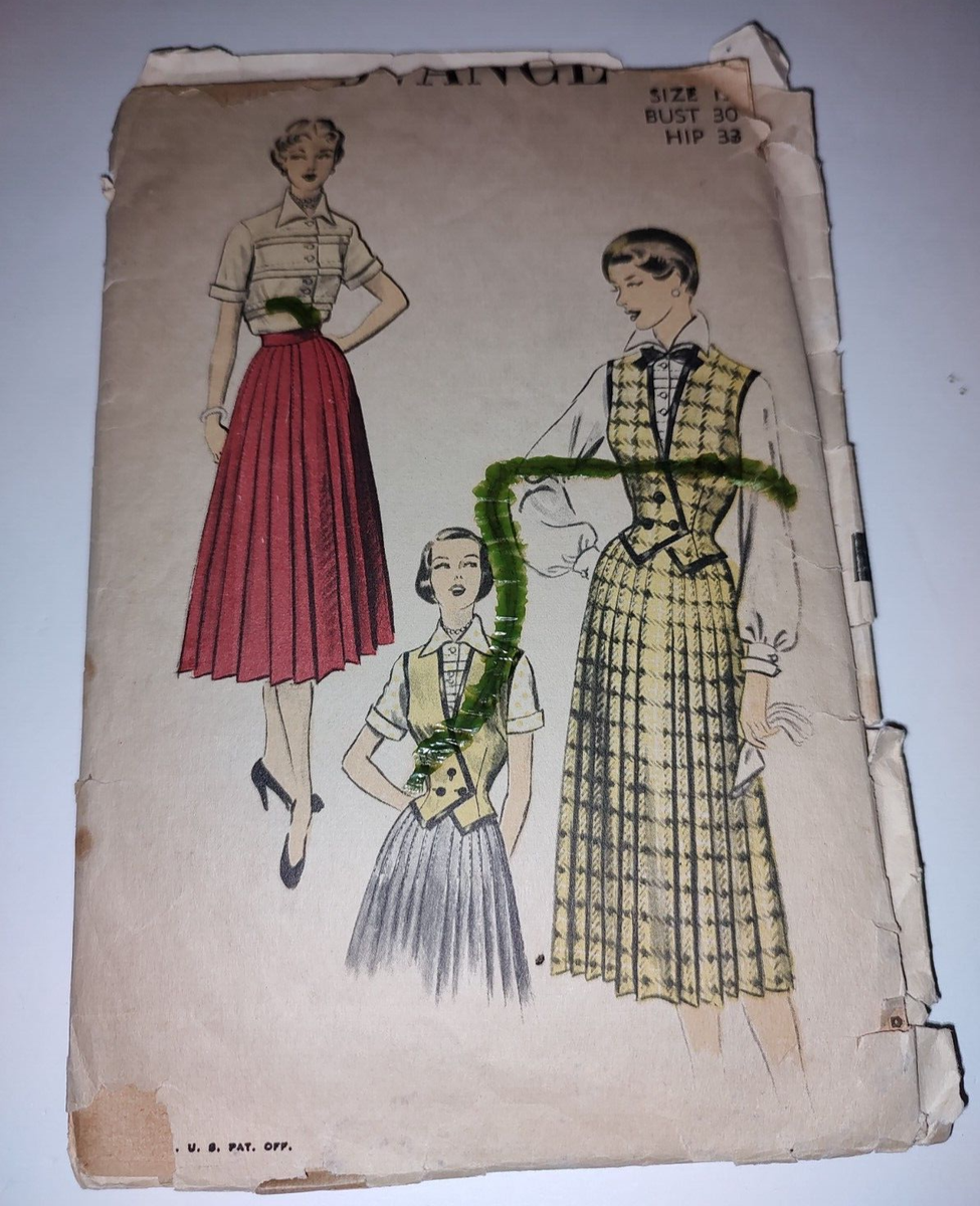 CUT Vintage ADVANCE 5932 WAISTCOAT SKIRT BLOUSE Size 12 Bust 30