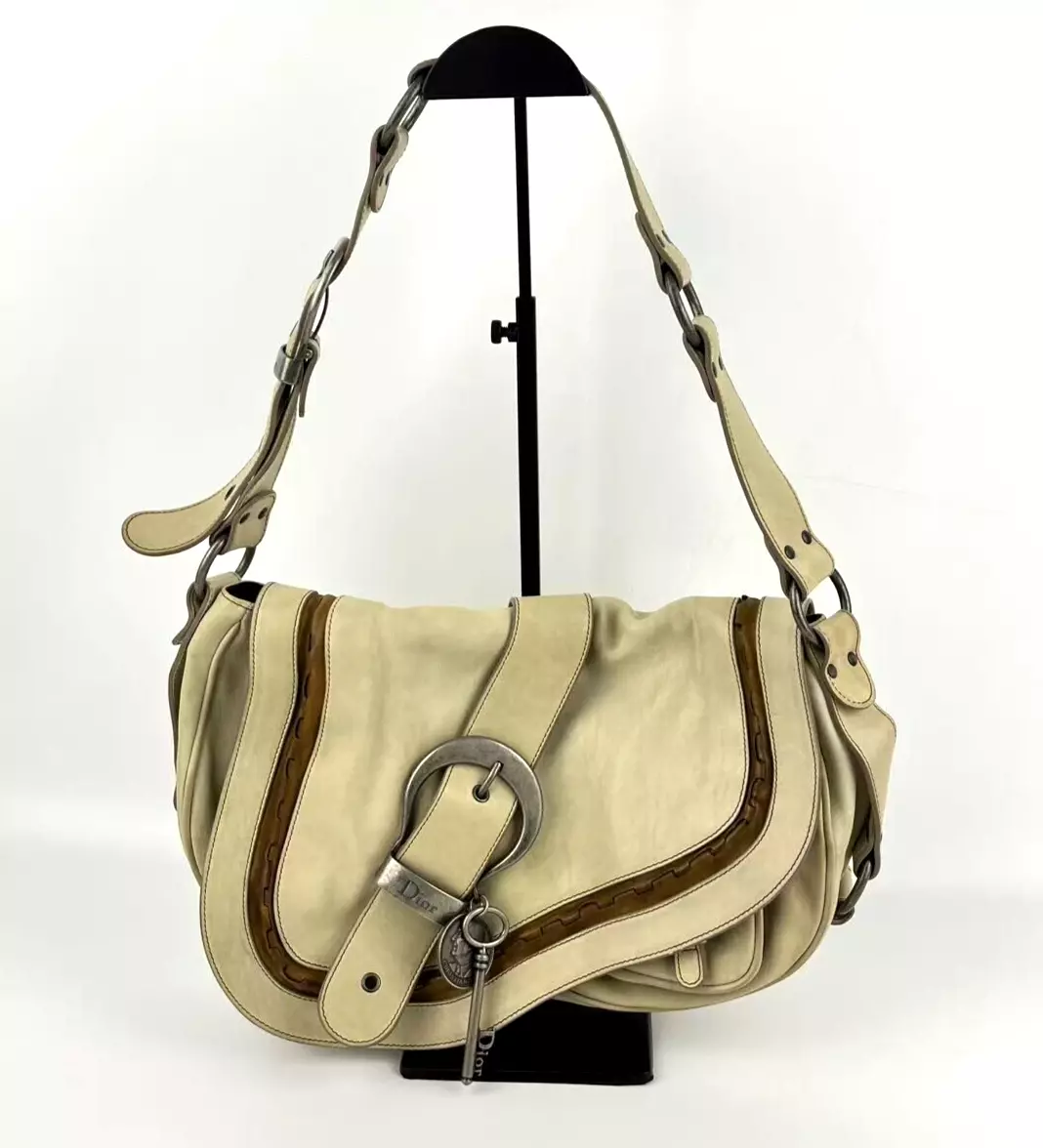 Christian Dior Gaucho sacoche selle sac à main bandoulière cuir beige