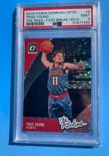 TRAE YOUNG HOLO PRIZM ROOKIE CARD PSA 9 MINT 2018 Optic Trae Young FAST BREAK RC