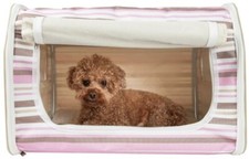 Soft Lightweight Pet Crate 19"x13" XS, Pink Brown White, Easy Folding, Pet Life