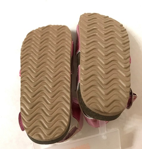 BABY/TODDLER GIRL (5&6) SHINY ROSE METALLIC PINK SANDALS roman flat ankle strap - Picture 4 of 4