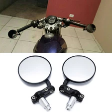 Black Foldable 7/8" Handle Bar End Side Mirrors For Bobber Clubman Cafe Racer