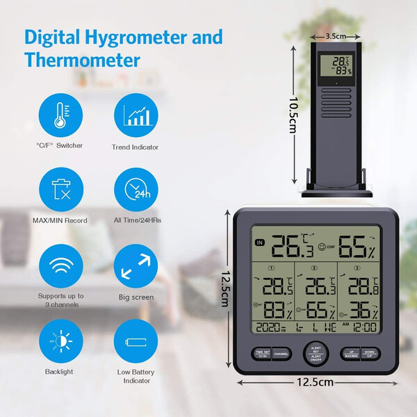 Taylor Wireless Thermometer with Remote Sensor Indoor Outdoor Model 1524 SEALED eBay