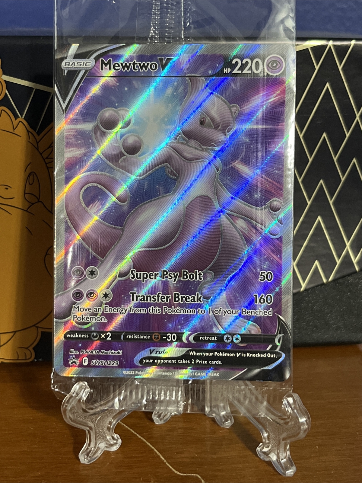 POKEMON GO - MEWTWO V - SWSH229 - FULL ART - Black Star Promo - NM/M - NEW