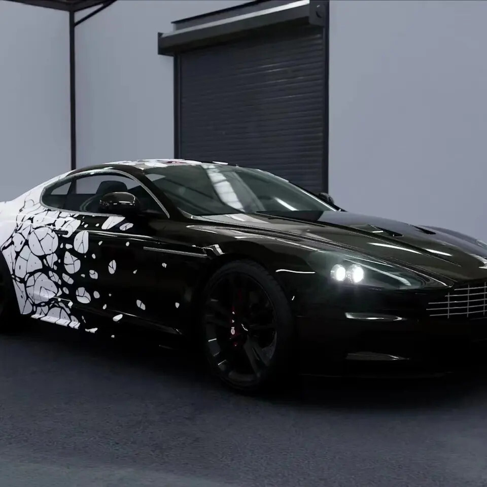 White & Black Custom Waterproof Vinyl Vehicle Graphics printing Car