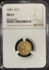 1909 Indian Head Quarter Eagle Gold $2.5 MS 61 NGC