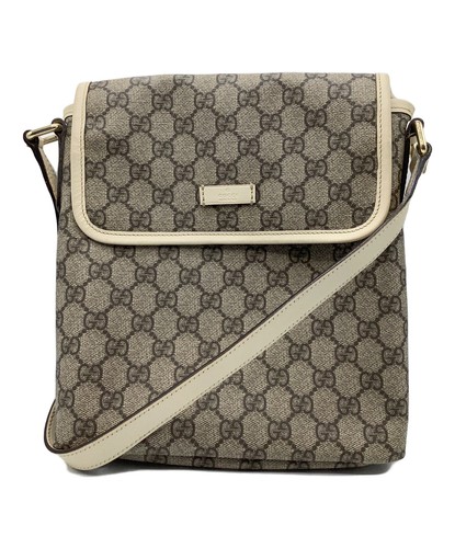 GUCCI GG Supreme Shoulder Bag Color: Beige x Brown women hand bag purse handle