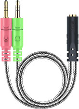 Millso Headphone Splitter for Computer CTIA 3.5Mm TRRS Female to Dual TRS Male M