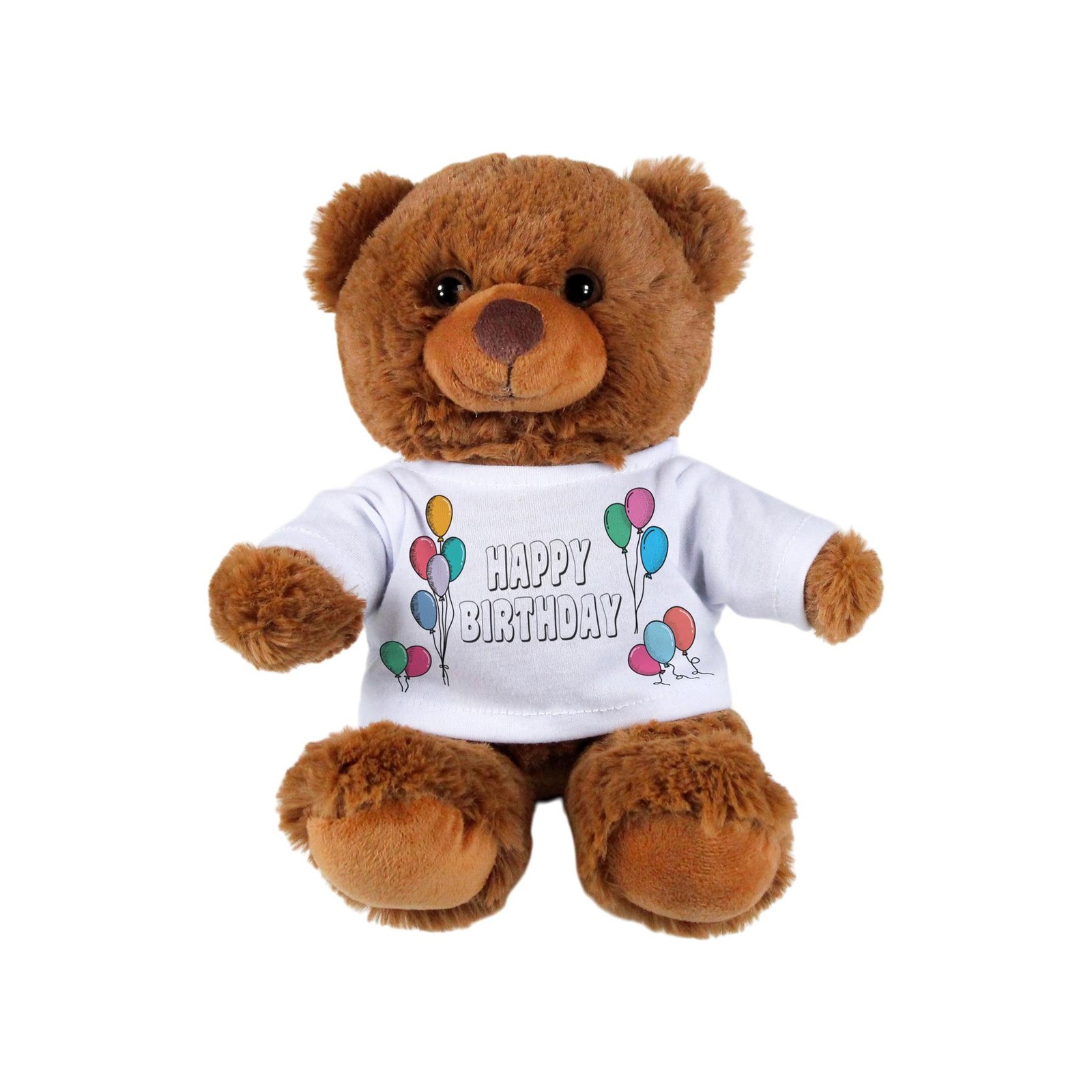 Happy Birthday Balloons Teddy Bear - Dark Brown Small Plush Toy Gifts for Kids