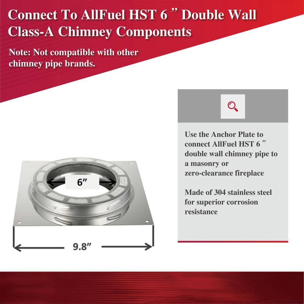 ALLFUEL HST 6 in. x 1 in. Anchor Plate for Double Wall Chimney Pipe