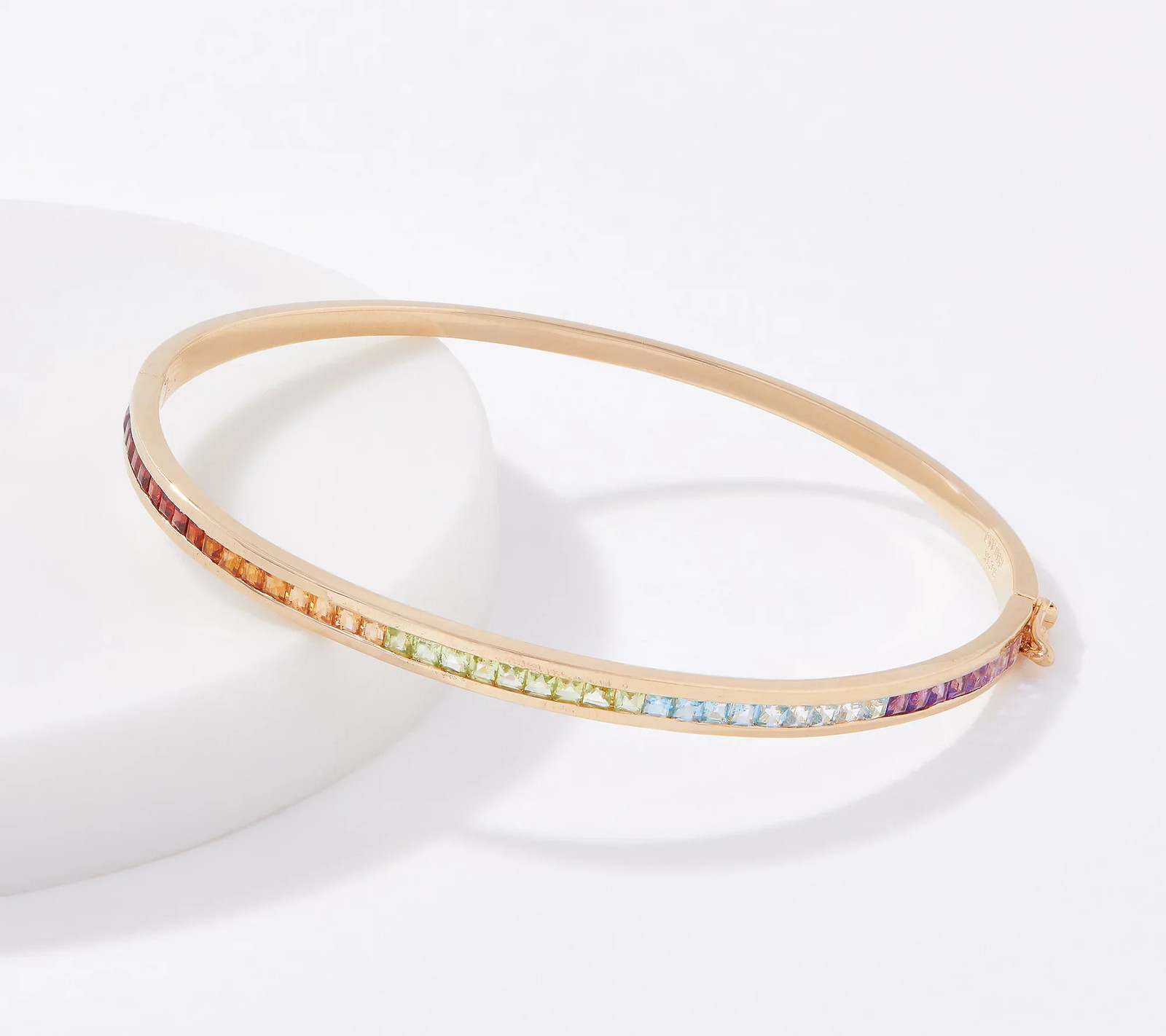 Gold One 1K Gold Gemstone Bangle with Hinge, 7-1/4