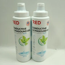 Lot Of 2 RED Conductive Ultrasonic GEL, Baby Doppler,Cavitation 2 x 250ml