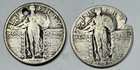 1918 and 1929 Standing Liberty 25 Silver Quarters Lot of 2 Holed 90% Silver