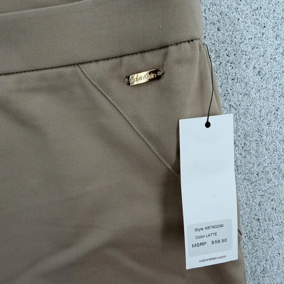 Pantalones Calvin Klein para mujer grandes caqui con leche elásticos al tobillo ajustados K8TK0259 Foto 3 de 4